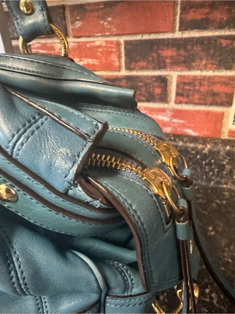 Coach Hamptons Lindsay Satchel 12475 Teal Leather 2008 Rare Y2K